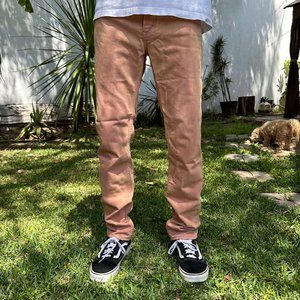 THVM Men Slim Straight 100% Imported Cotton Denim Jean : salmon